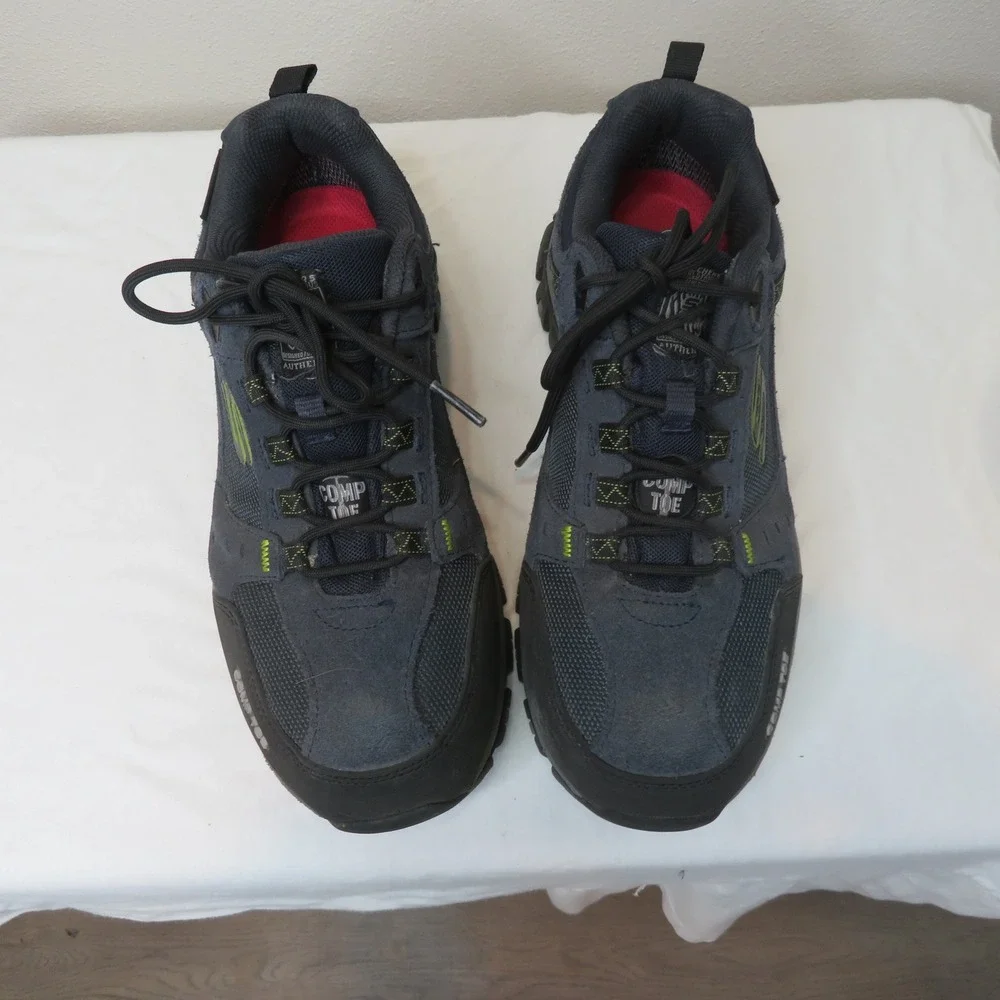 Skechers Work Mens Comp Toe Waterproof Shoes Navy Blue 77183 NVBK Size 8